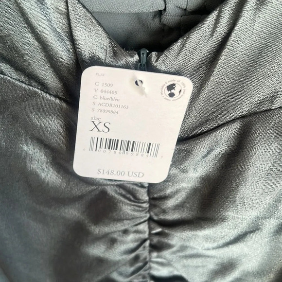 NEW ASTR THE LABEL TOLEDO RUCHED HALTER MIDI DRESS STEEL BLUECOLOR - Picture 9 of 12